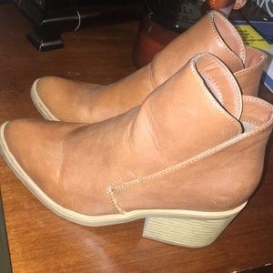 Brown leather booties
